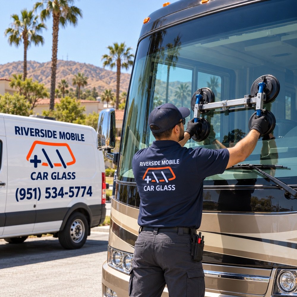 RV windshield replacement by Riverside Mobile Car Glass